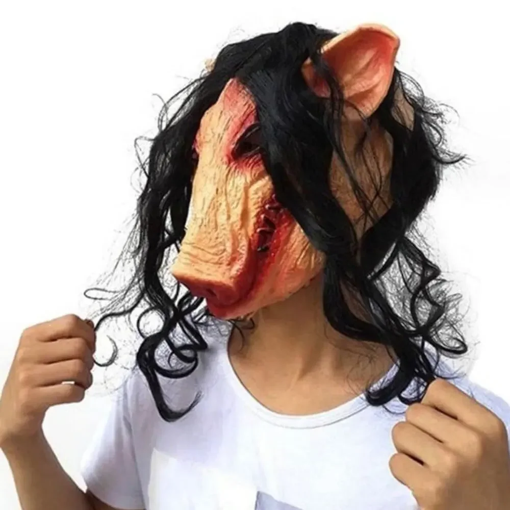 Halloween Saw Pig Hog Mask Swine Butcher Costume Spooky Scary Cosplay Gift - NEW